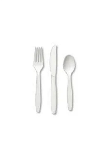 Plastic White Cutlery 40pc