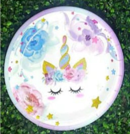 unicorn plates 7 inch set