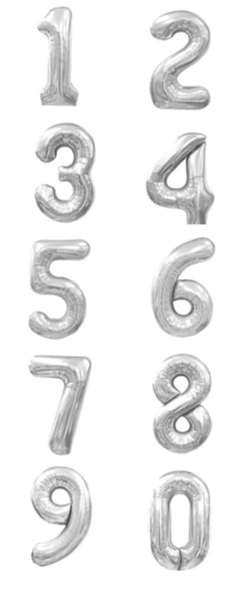Foil Number Balloon 0-9 SILVER 40inch